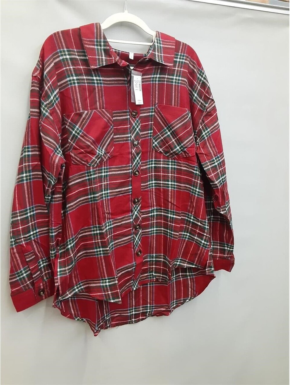 Maurices Women's NWT Red Plaid Button-Up Shirt Long Sleeve Size L